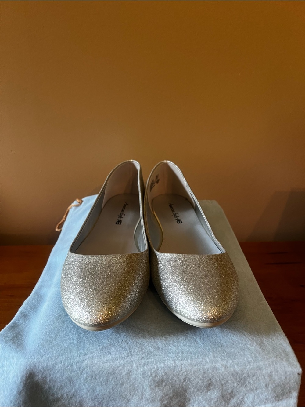 American Eagle Outfitters Sparkle Gold Ballet Flats